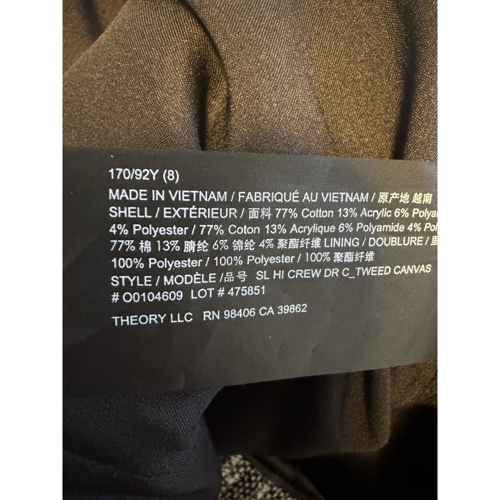 Theory Sleeveless Hi Crew Neck Dress Size 8 Black Tweed Canvas Mini $395 Retail - Picture 7 of 9